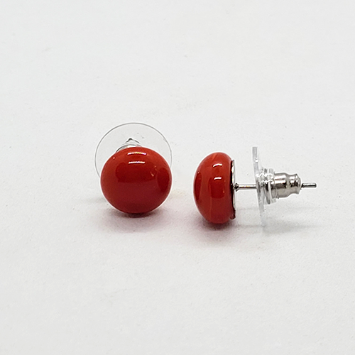 Red Fused Glass Stud Earrings