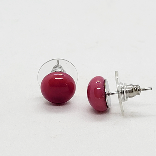 Dusty Rose Pink Fused Glass Stud Earrings