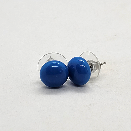 Royal Blue Fused Glass Stud Earrings