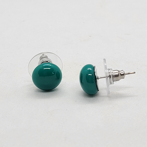 Teal Fused Glass Stud Earrings