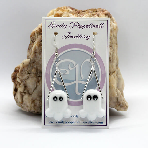 Halloween Ghost Artisan Glass earrings on French hooks