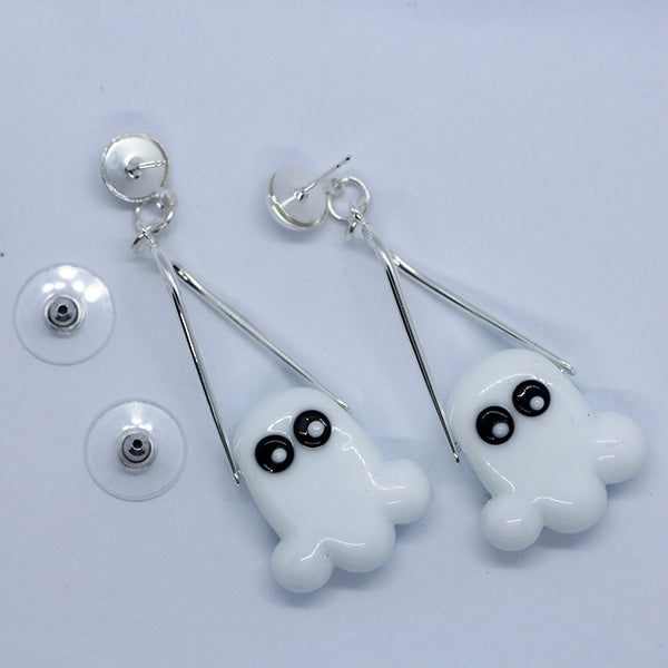 Halloween Ghost Artisan Glass earrings on studs