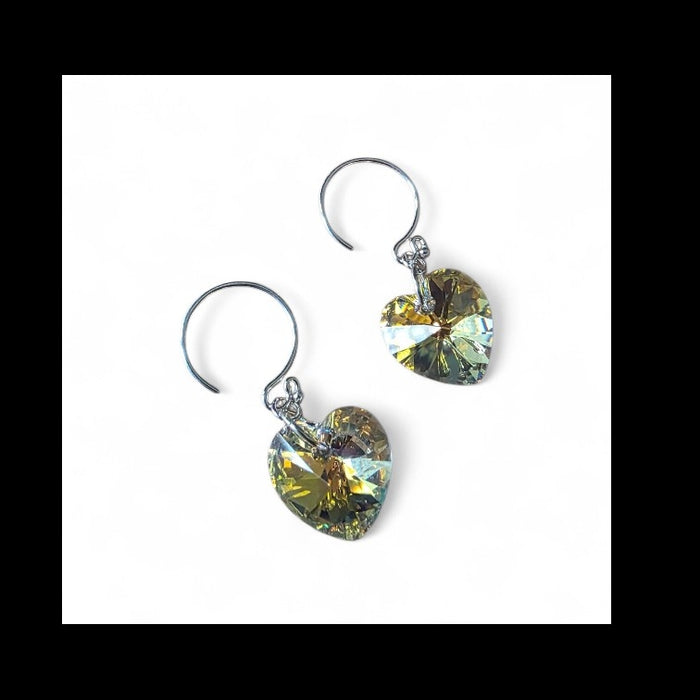 Iridescent Crystal Heart Earrings