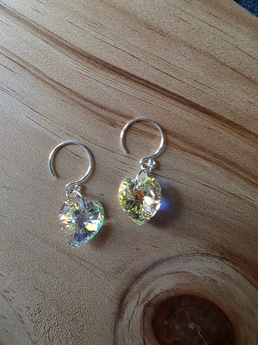 Iridescent Crystal Heart Earrings