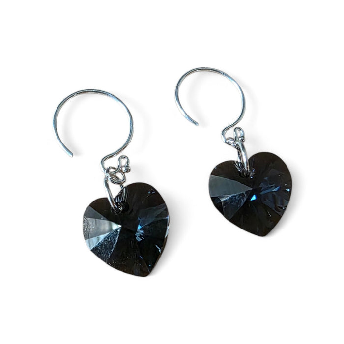 Smokey Grey Crystal Heart Earrings